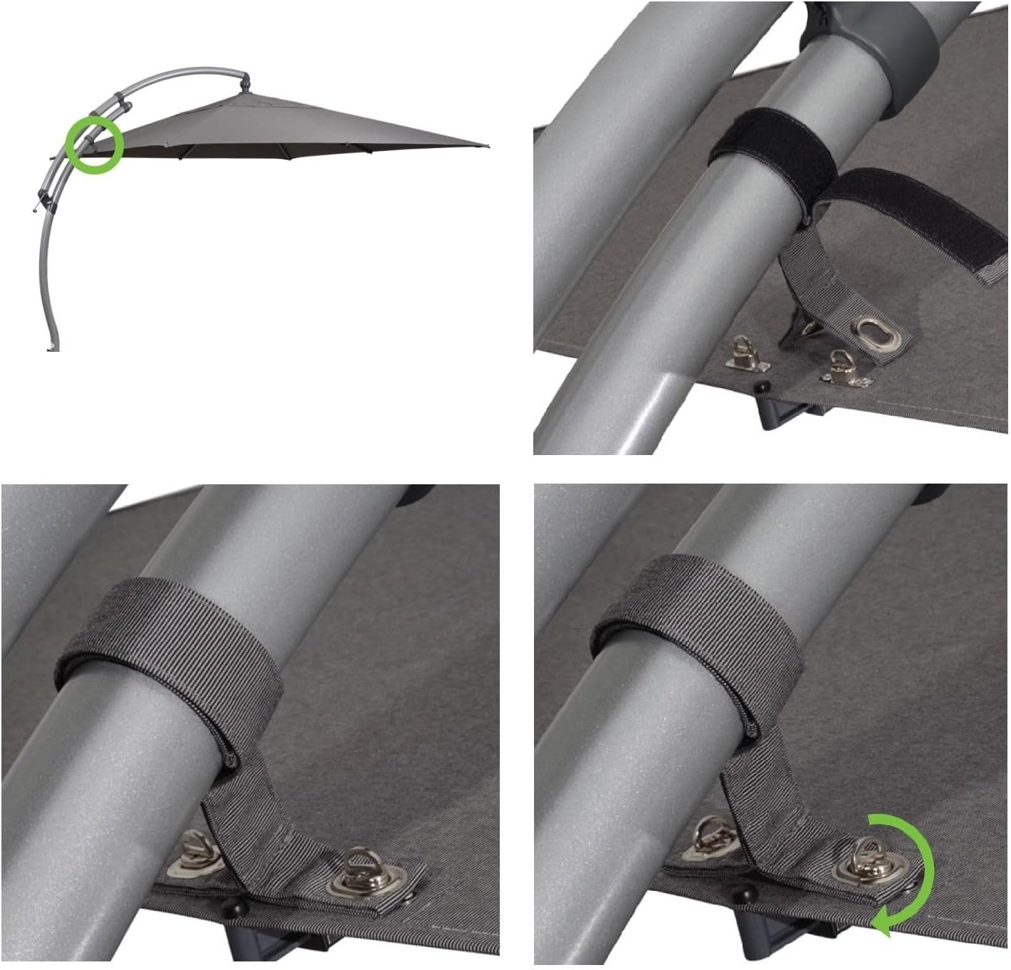 Sun Garden Easy Sun TM Ampelschirm 350 cm | rund | Aluminium Anthrazit | 100% Olefin (ca. 190 g/m²) | 360° drehbar | Öffnung mit Kurbel