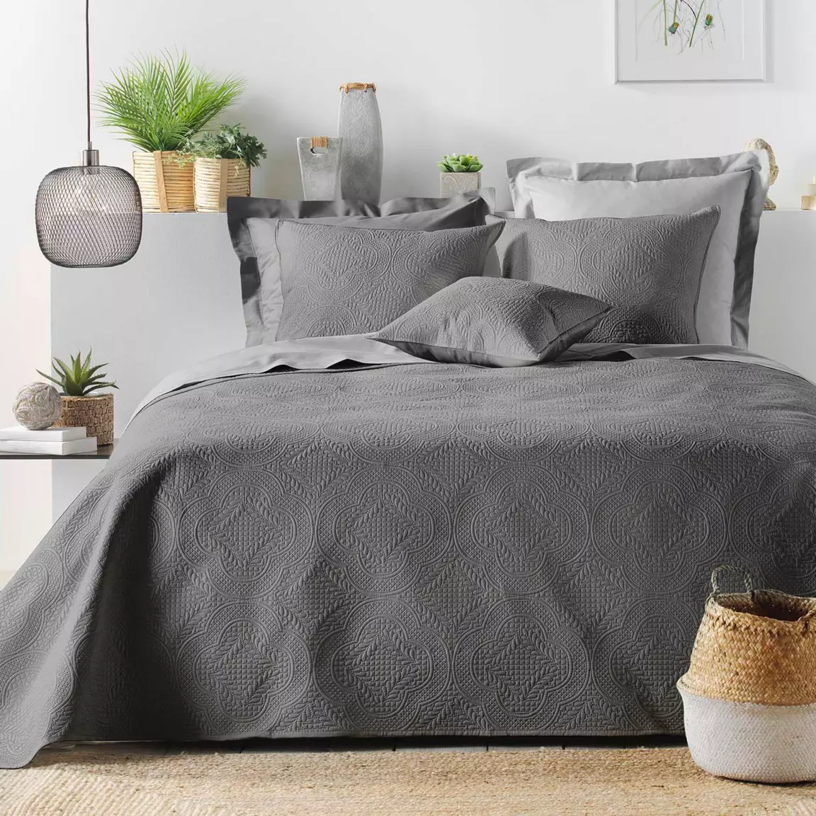 Housse de coussin carrée microfibre (60 x 60 cm) Romane Gris anthracite