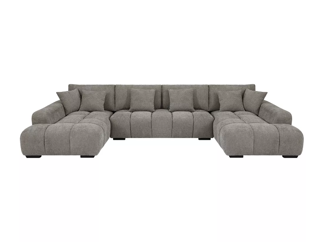 Grand canapé d'angle en tissu gris BERENIA
