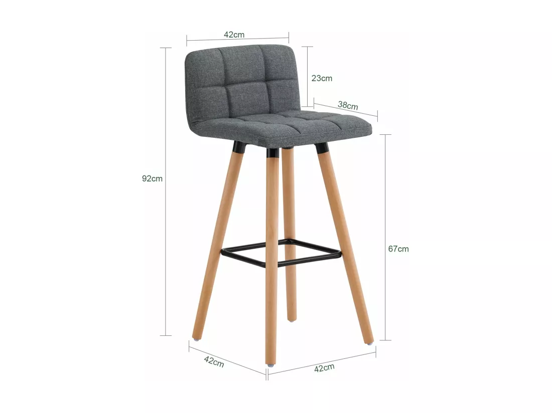 Lot de 2 Tabourets de Bar Cuisine Dossier Repose-Pieds Haute qualité, FST50-DGX2
