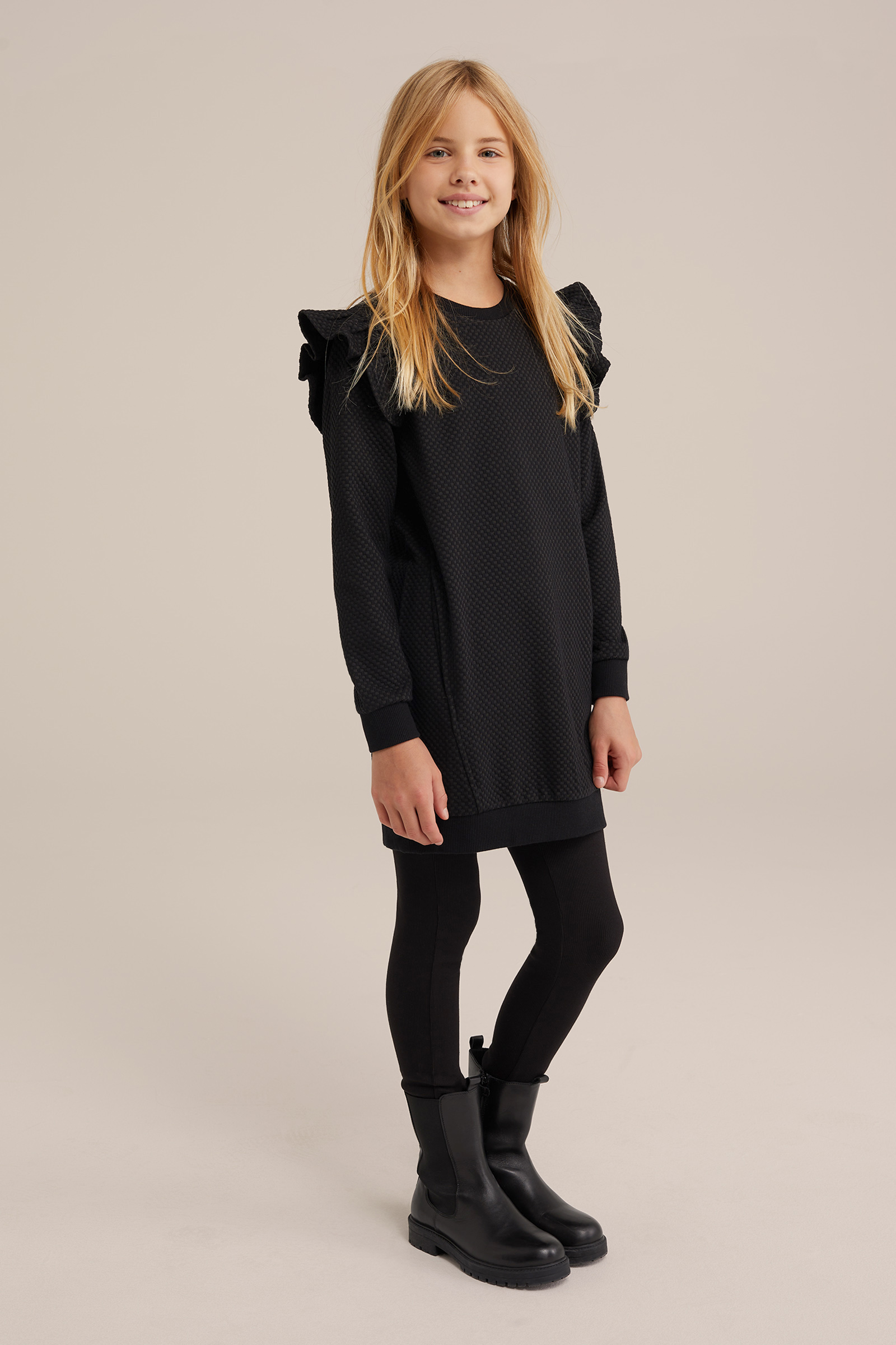 Meisjes geribde legging WE Fashion Zwart