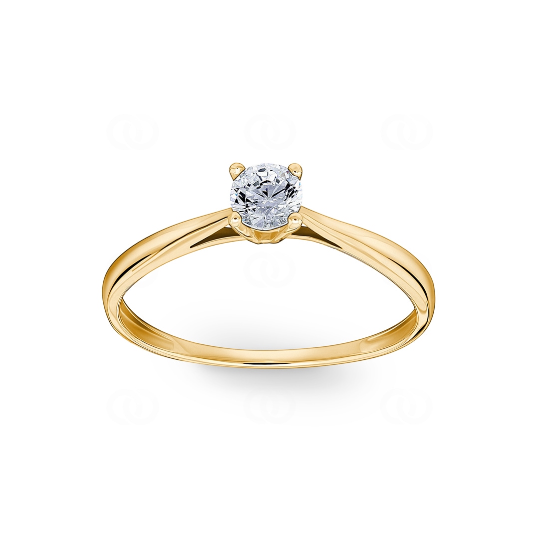 Solitärring 750/18 K Gelbgold mit Zirkonia 4-Griff