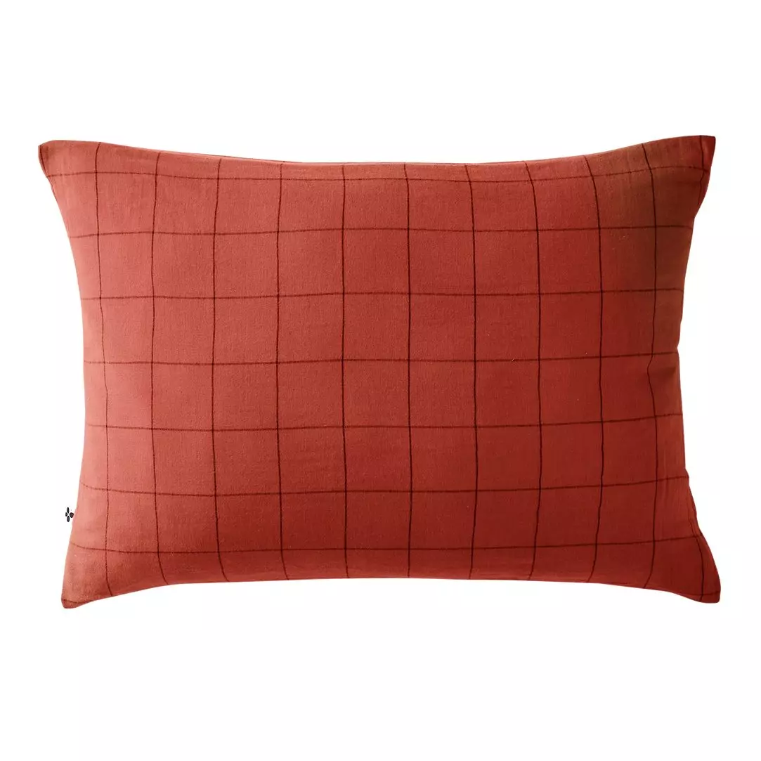 Taie d'oreiller rectangulaire gaze de coton (50 x 70 cm) Gaïa Match Terracotta