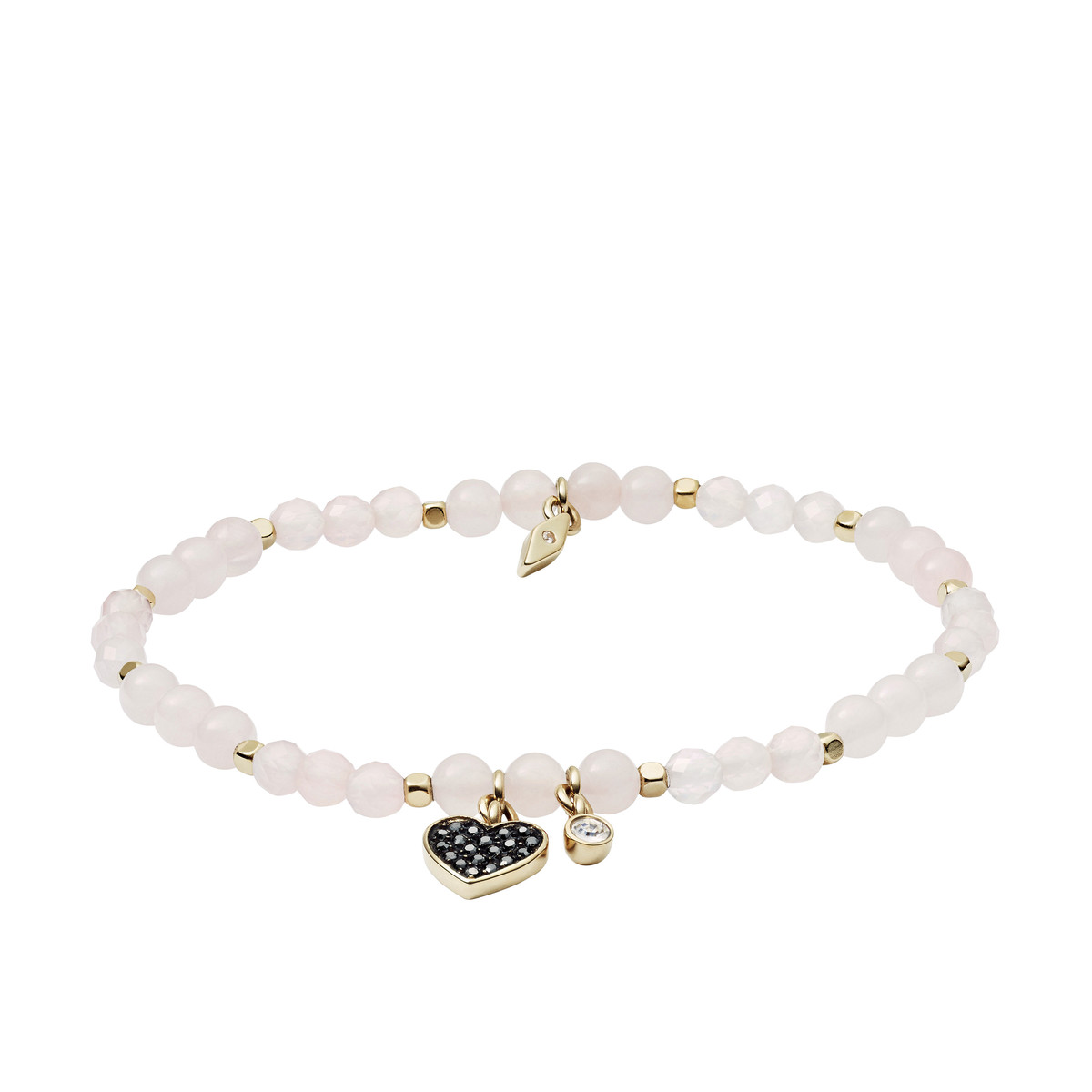 Bracelet FOSSIL doré rose quartz
