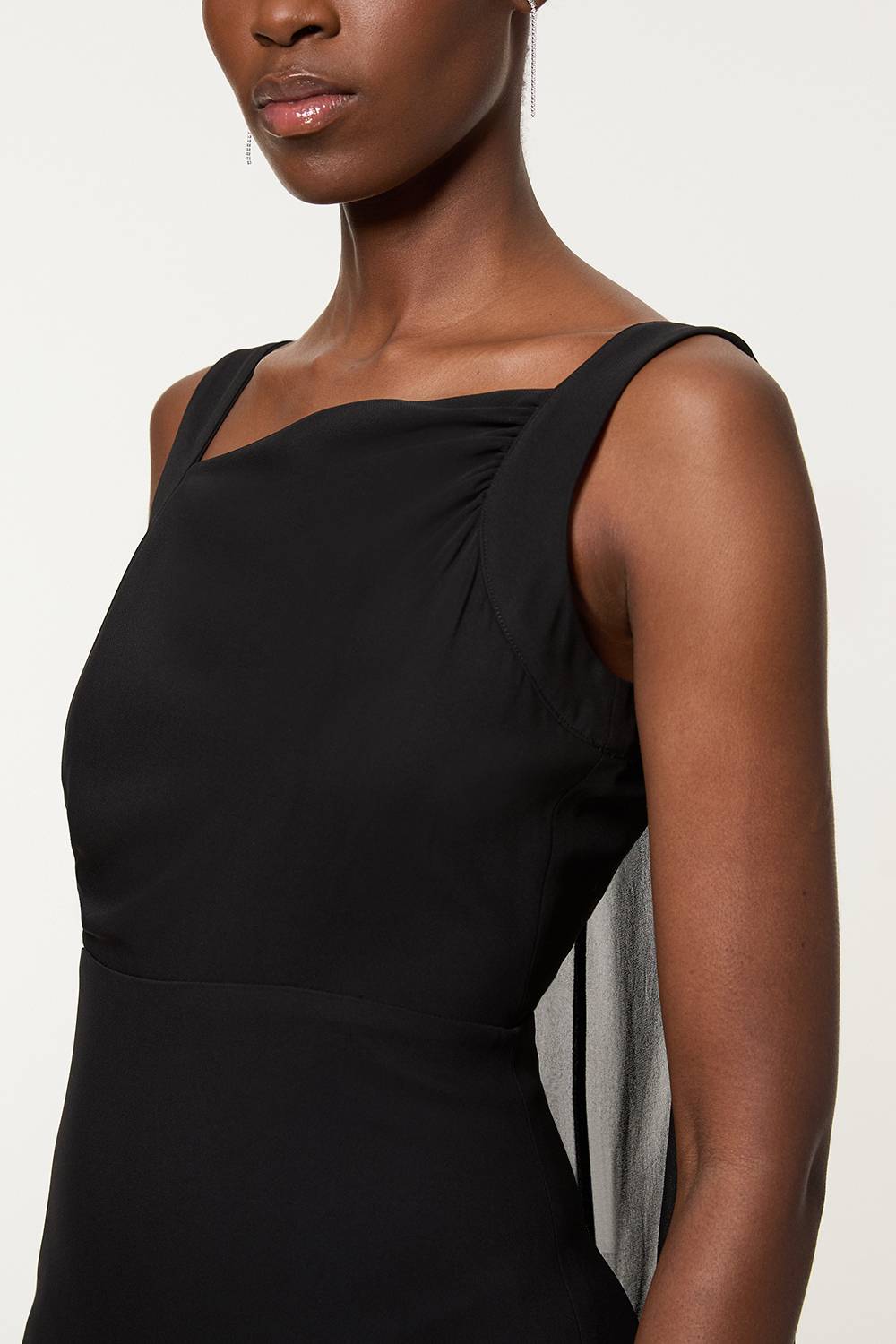 KarenMillen Robe Longue Moulante Dos Nu En Cady De Viscose Petite Avec Cape Détachable En Georgette De Viscose