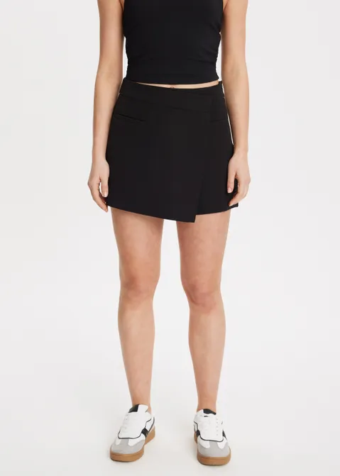 Clean skort met overslag zwart (ZWART)