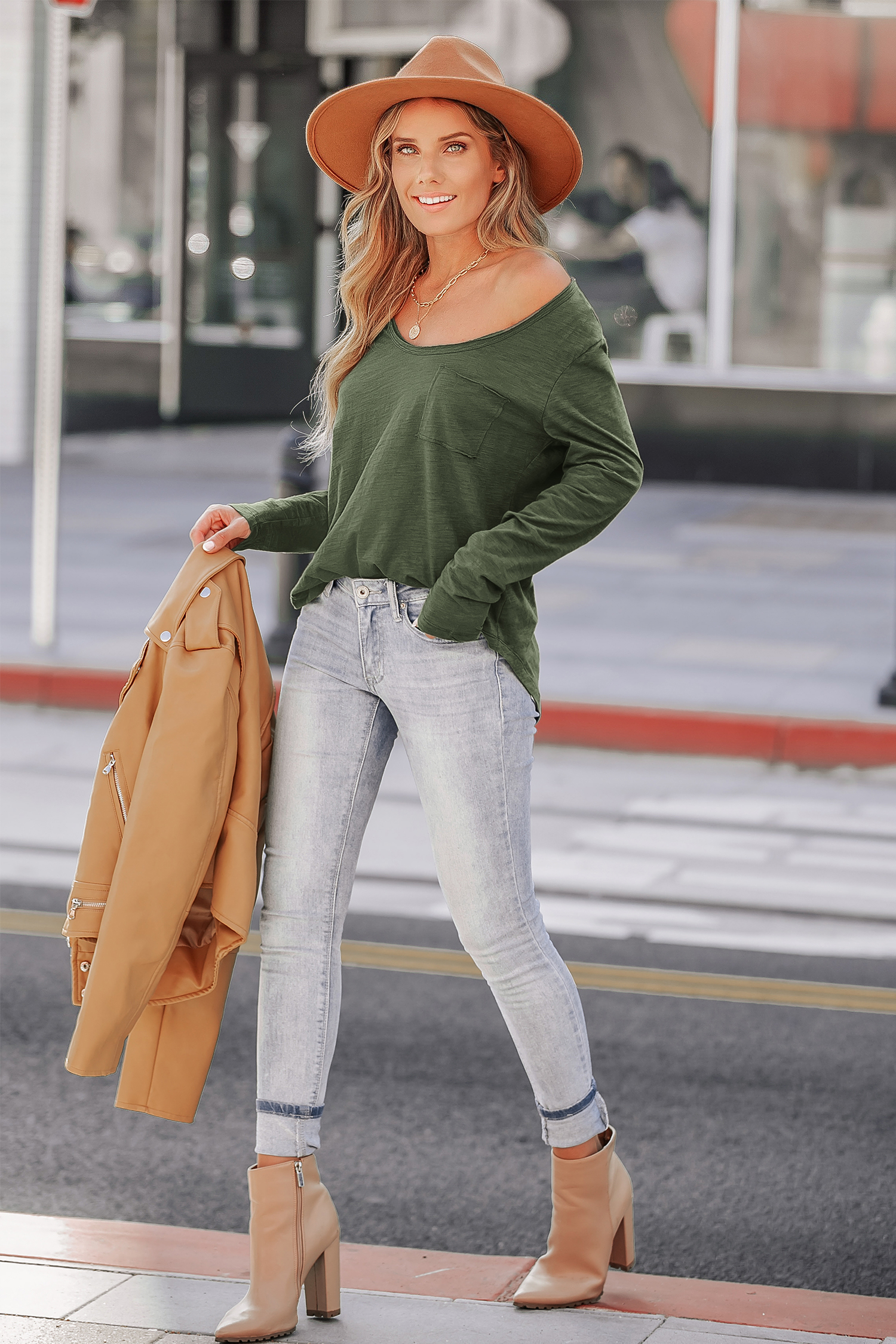 T-shirt en tricot flammé et pur coton vert