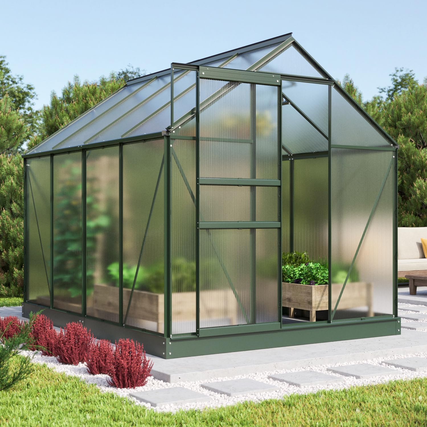 Vitavia Gewächshaus Comet 5000', smaragd, 5,0 m², 4 mm HKP | Wetterfestes & stabiles Treibhaus | Perfekt für Gemüse & Pflanzen | Robust & langlebig