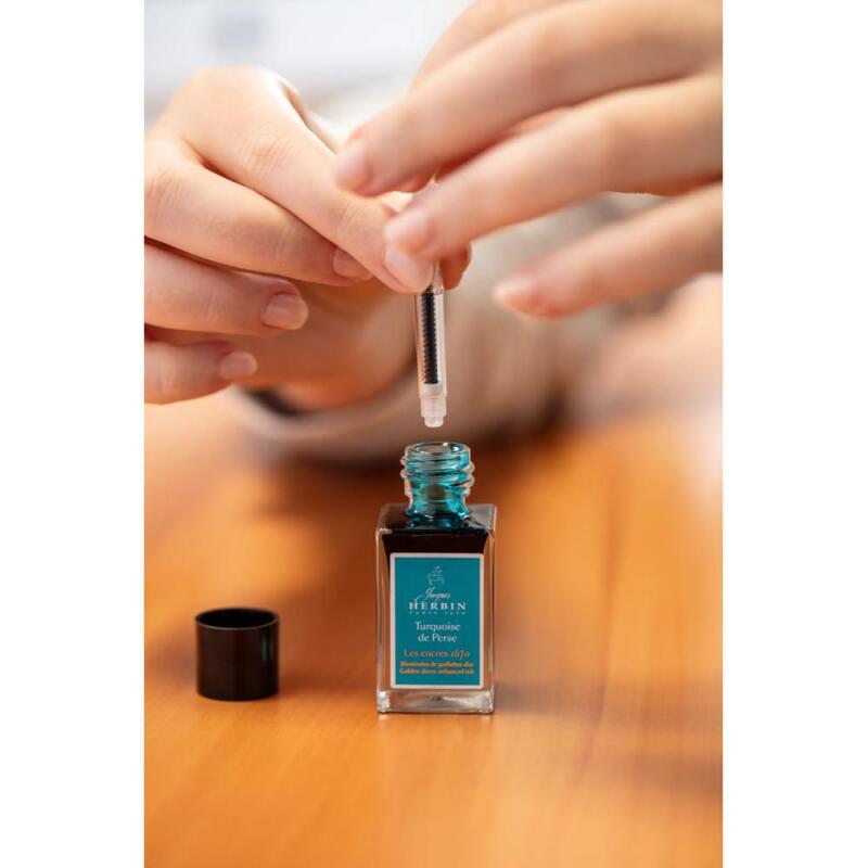 Encre 1670 à paillettes dorées 15ml - Turquoise de Perse