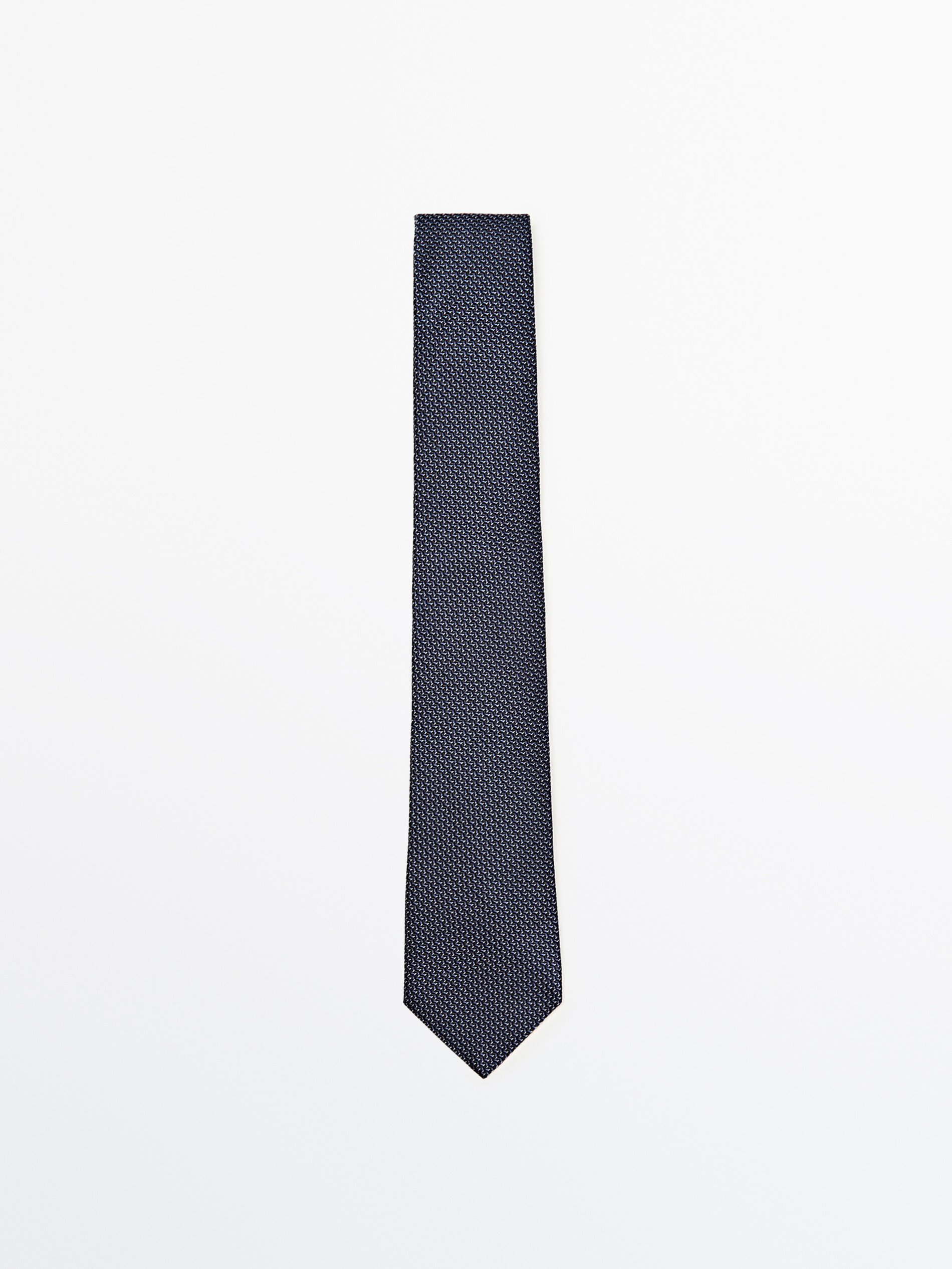 Corbata ziguezague com algodón e seda - AZUL MARINO