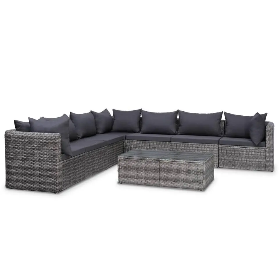 vidaXL - Loungeset - Grijs - Poly rattan