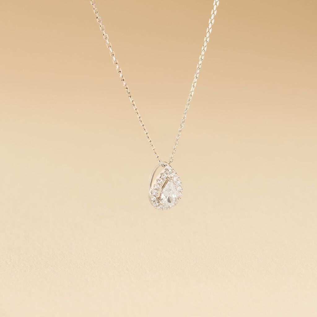 Collier Hildana Or Blanc Oxyde De Zirconium