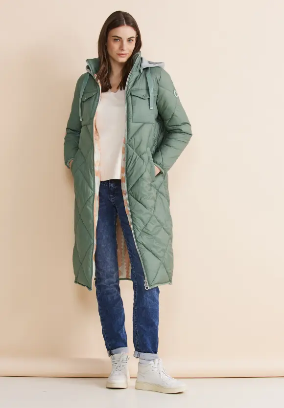 Jacke mit Diamant Steppung - dune green