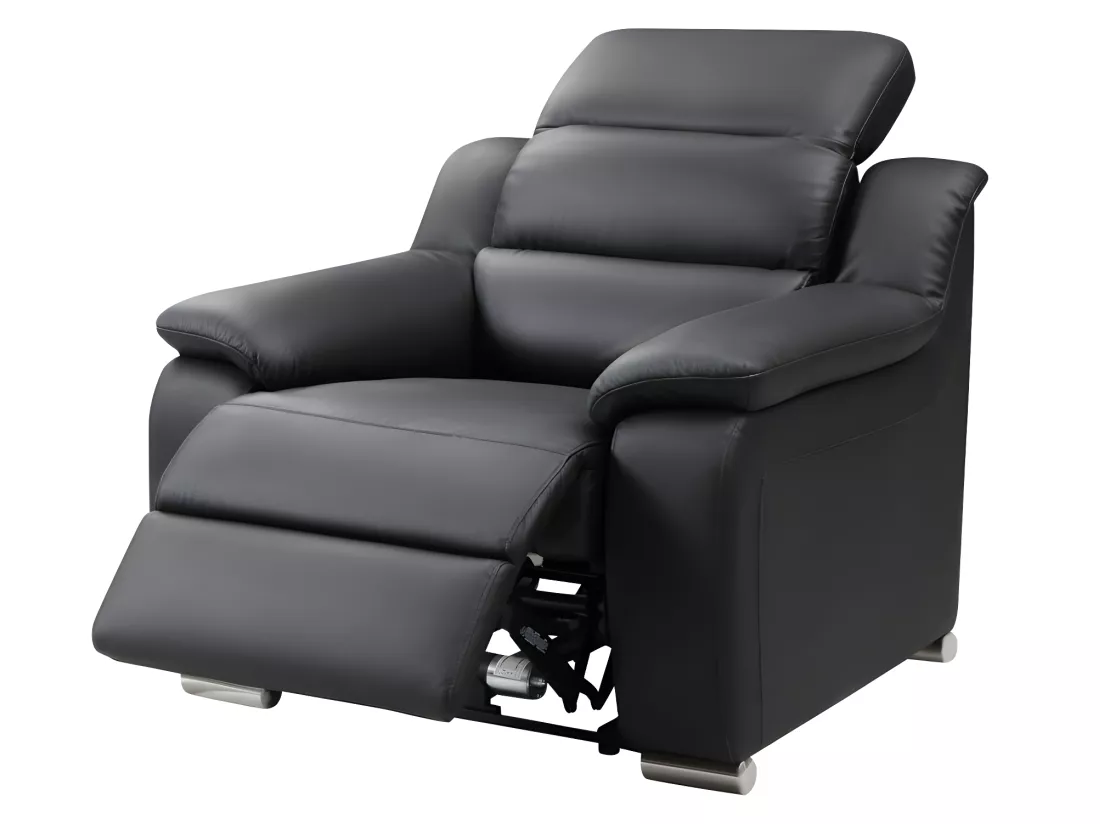 Fauteuil relax électrique en cuir noir ARENA III