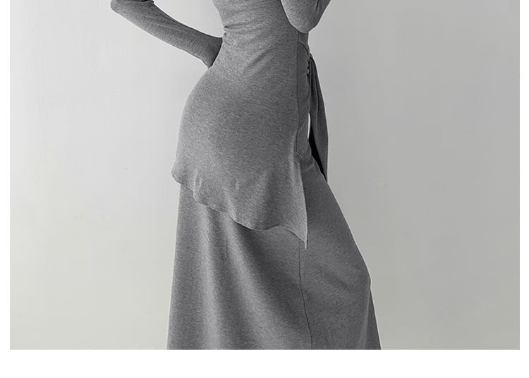 Shira - Maxi T-shirtjurk met strikceintuur en vierkante hals in 5 kleuren