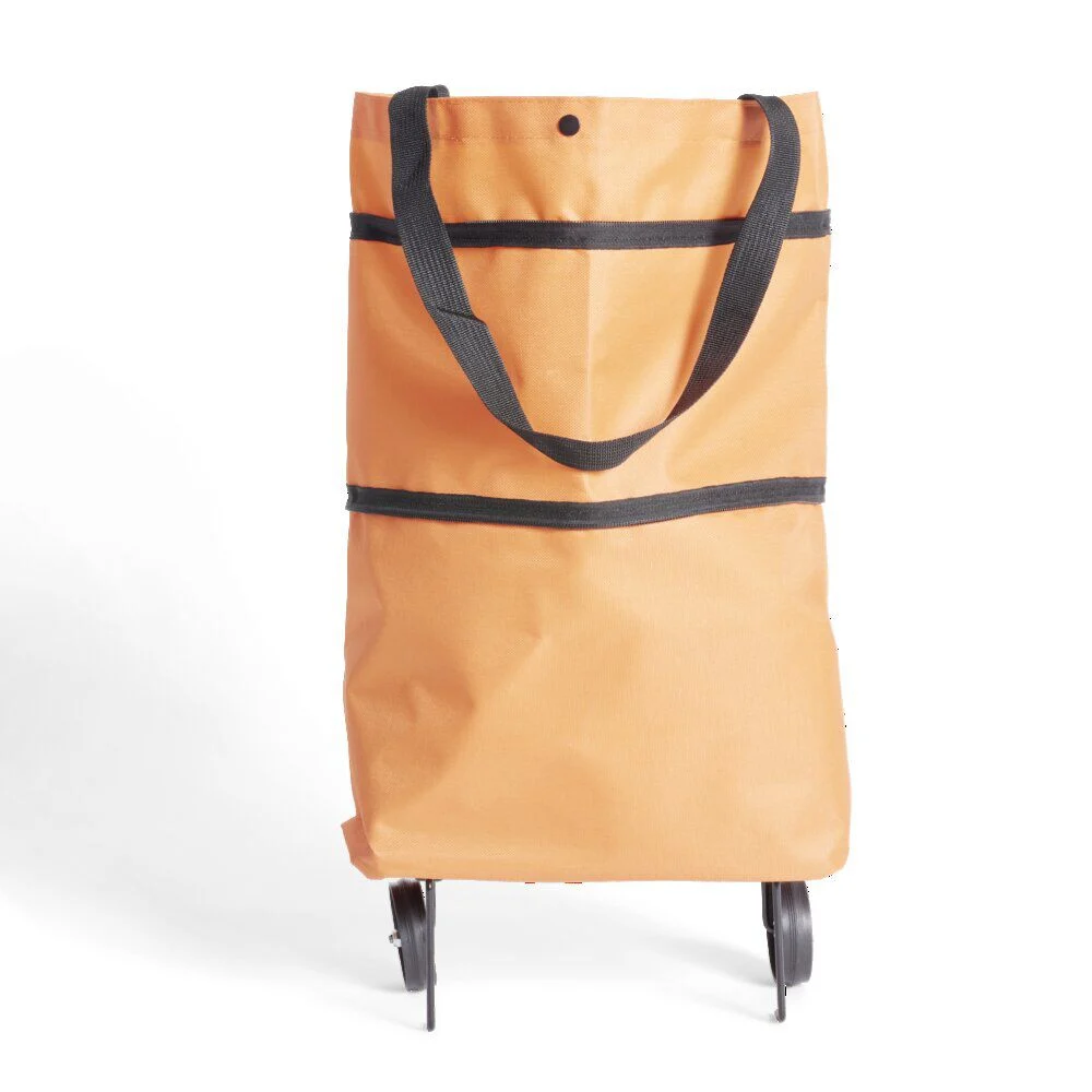 Sac de courses ajustable à roulettes 20L orange ou vert