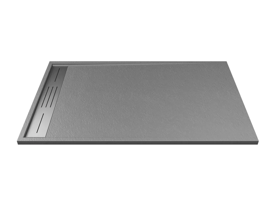 Receveur extra-plat à poser ou à encastrer découpable en résine SMC - Gris - 120 x 80 cm - LYROSA