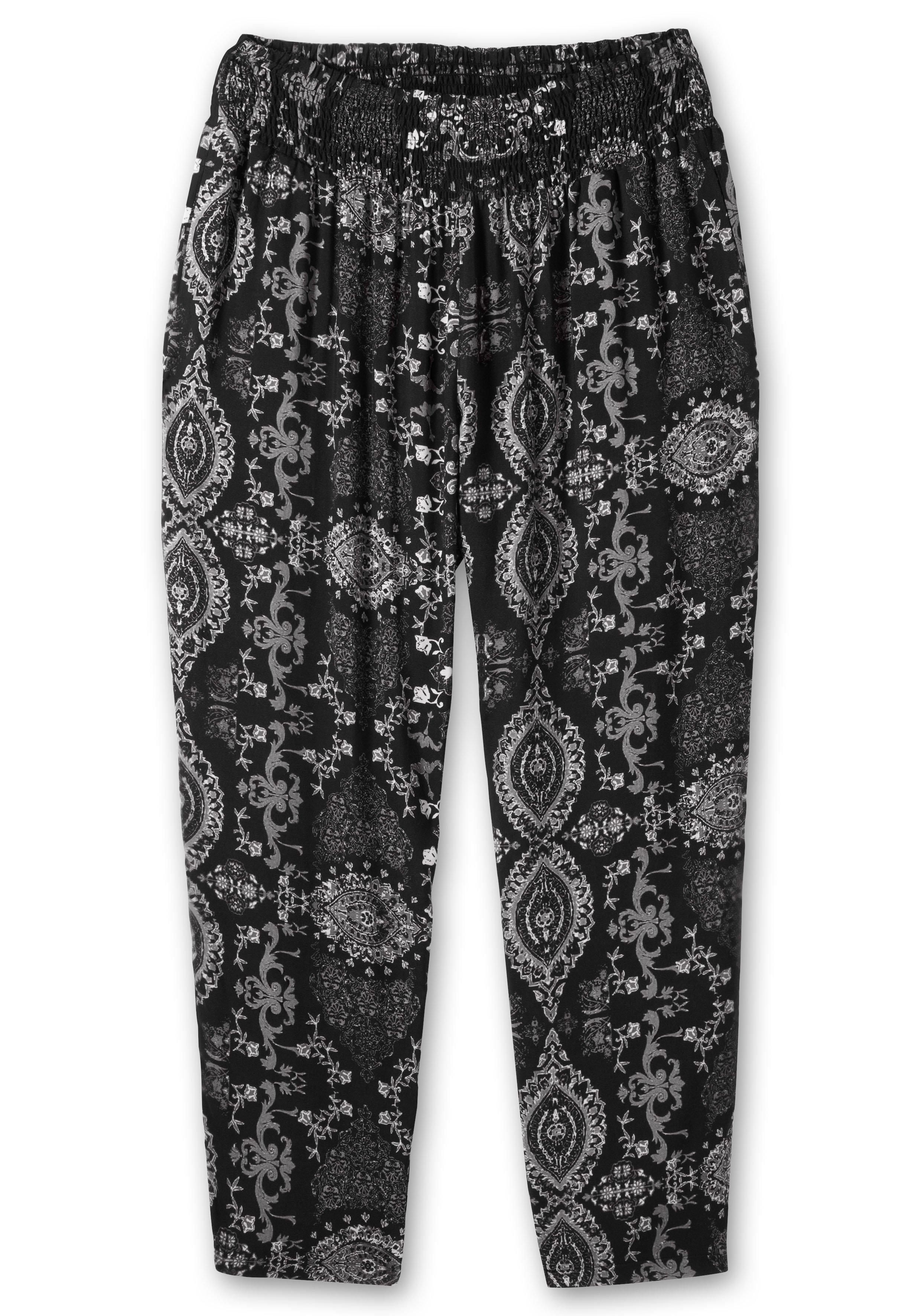 Sommerhose mit Smokbund und Ornamentdruck