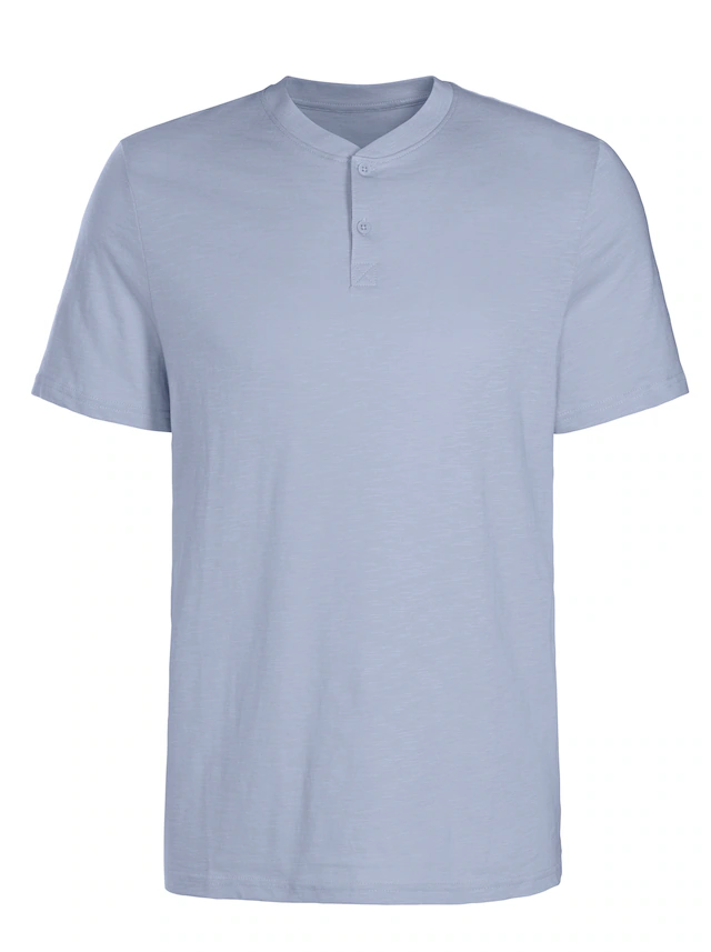H.I.S Henleyshirt Kurzarmshirt mit Henleykragen, strukturierte Baumwolle