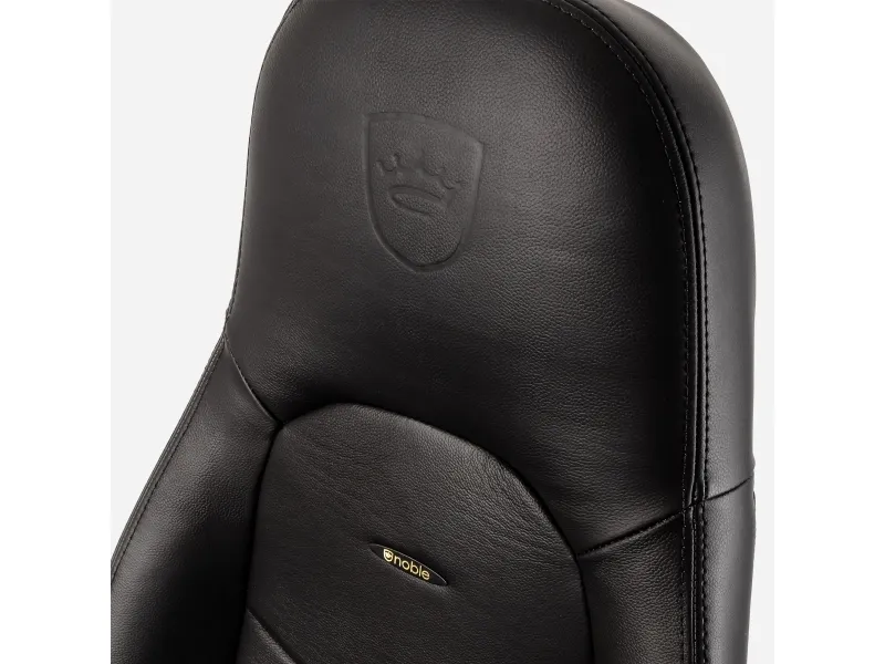 Noblechairs ICON - Stol - armstøtter - T-formet - vippe - drejeled - aluminium, polyurethan, stål, top-narv læder, nylon/polyetylen - sort