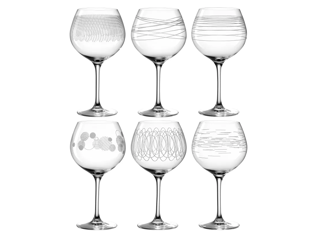 Lot de 6 verres à Bourgogne gravés 630ml Transparent Leonardo