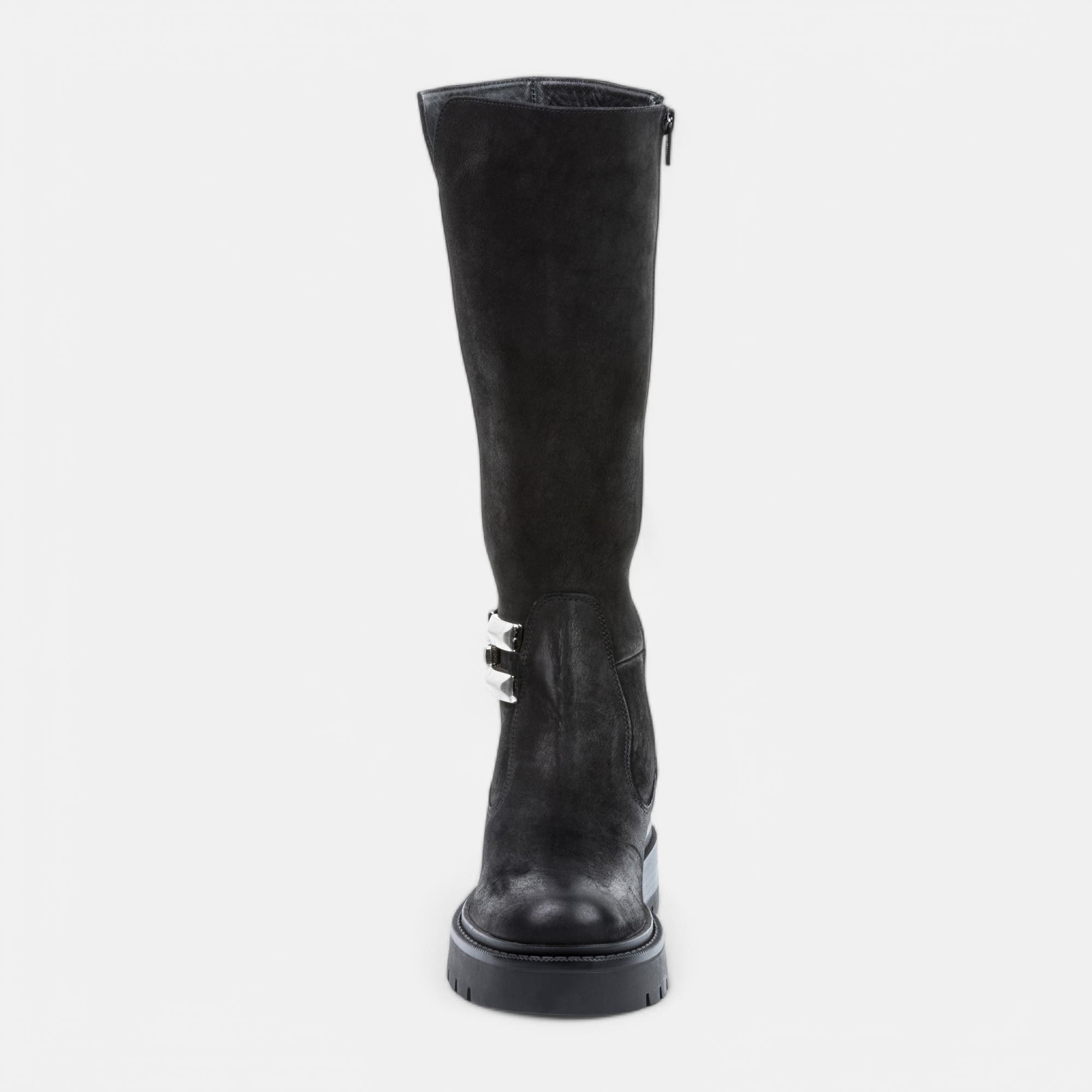 Bottes à talon Femme en cuir noir
