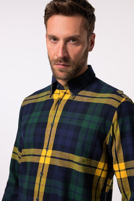 JP 1880 Karo-Flanellhemd, Langarm, Buttondown-Kragen, Modern Fit, bis 8 XL