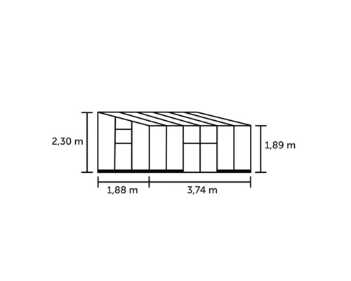 Aanbouwkas Halls Qube Lean-To 612, 3 mm veiligheidsglas, 188 x 374 cm, zwart
