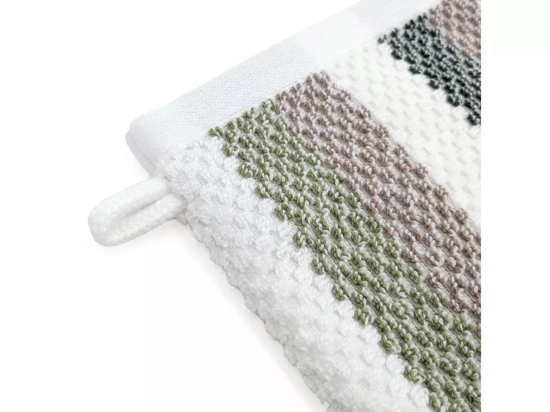 Lot de 2 gants de toilette 16x21 cm coton collection VISTA blanc vert