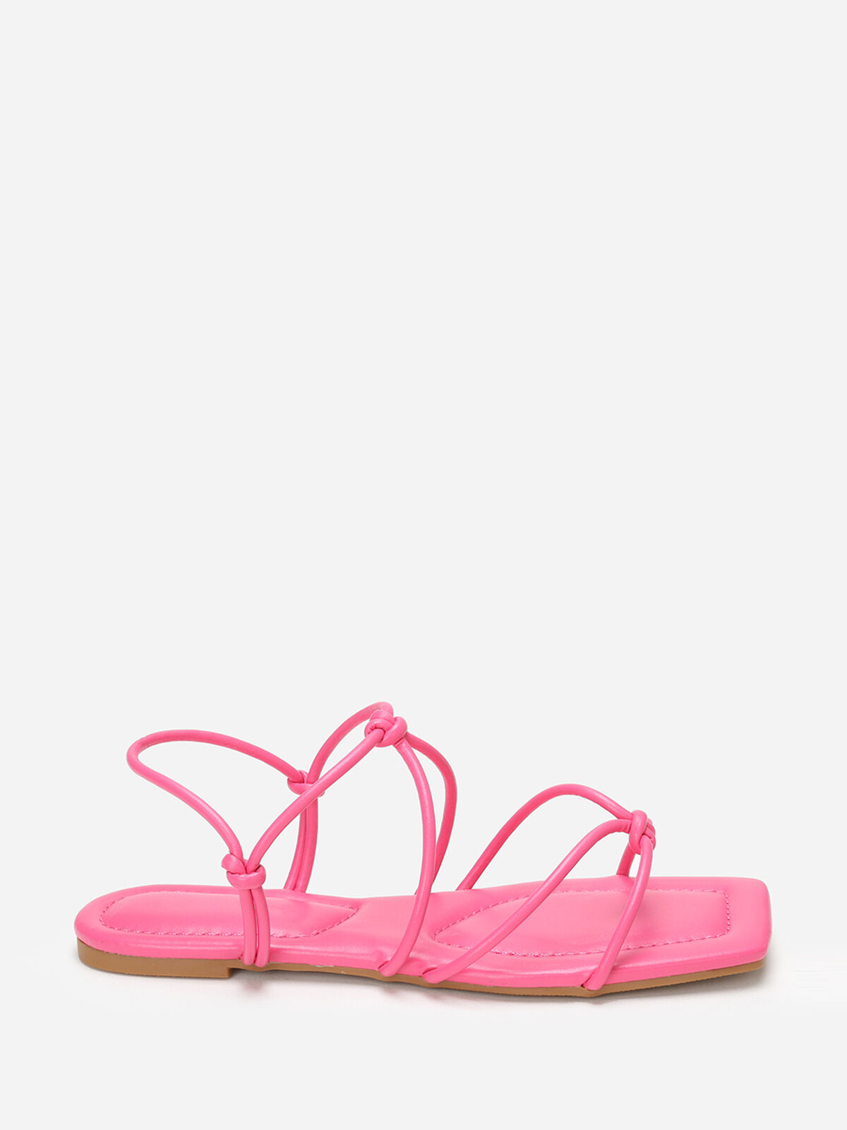 Sandales carrées à fines brides nouées- Rose