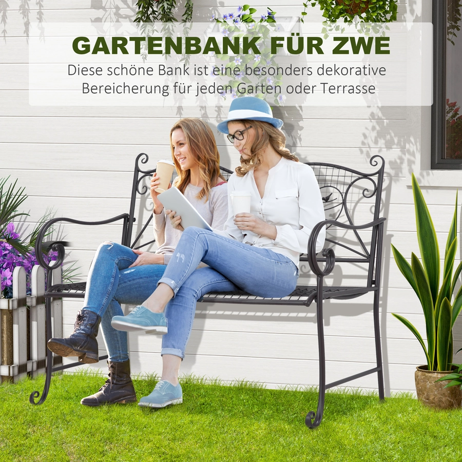 Outsunny Gartenbank mit Rückenlehne braun