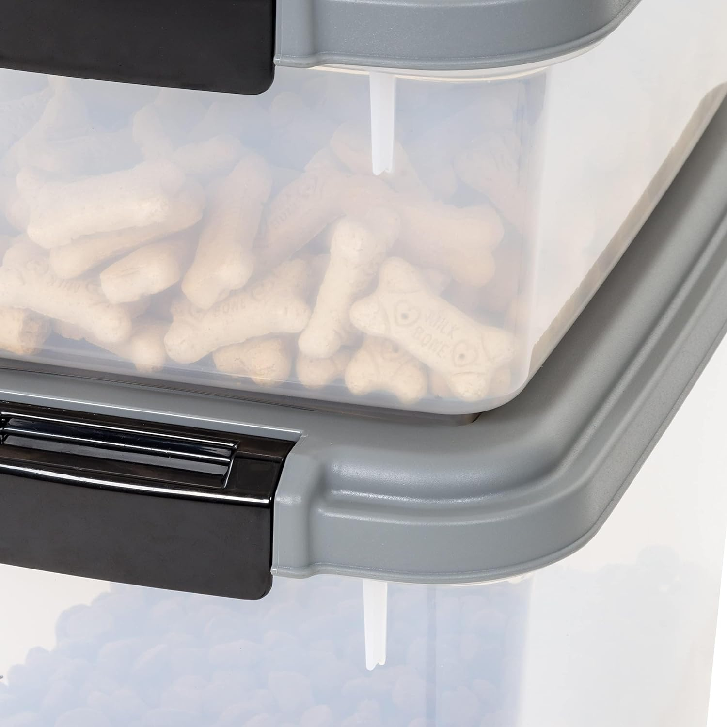 (2er Set) Tierfutter Behälter mit Rollen Trockenfutter Aufbewahrungs Box Leckerli Frischhalte Dose - Transparent