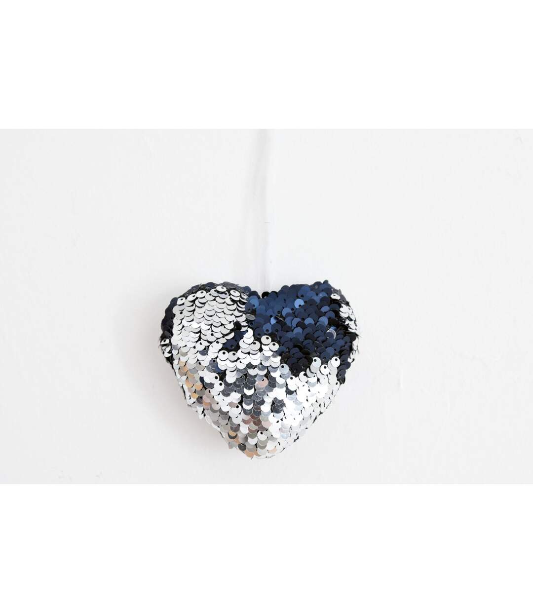 Décoration pour sapin de Noël en sequin Coeur - Argent