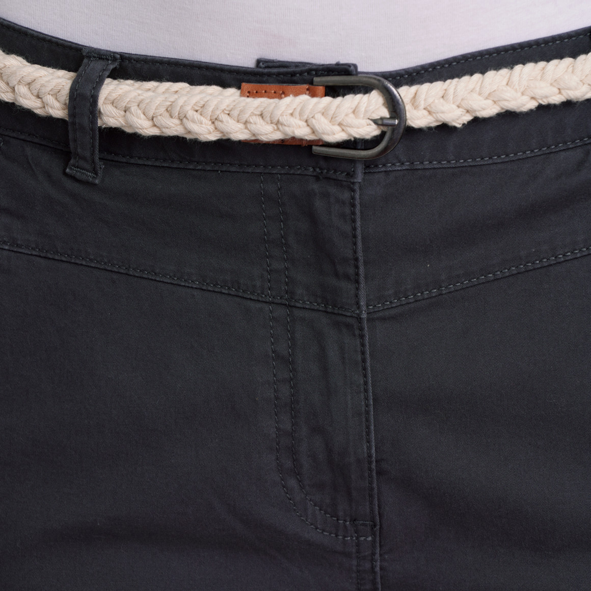 Gina Damen Hose mit Zopf-Gürtel dunkelgrau
