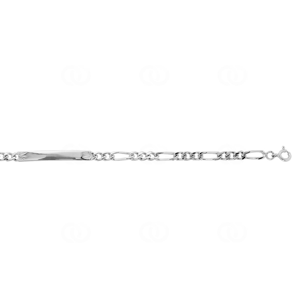 Gravurarmband Figaro 3+1 925 Silber rhodiniert 3.5mm