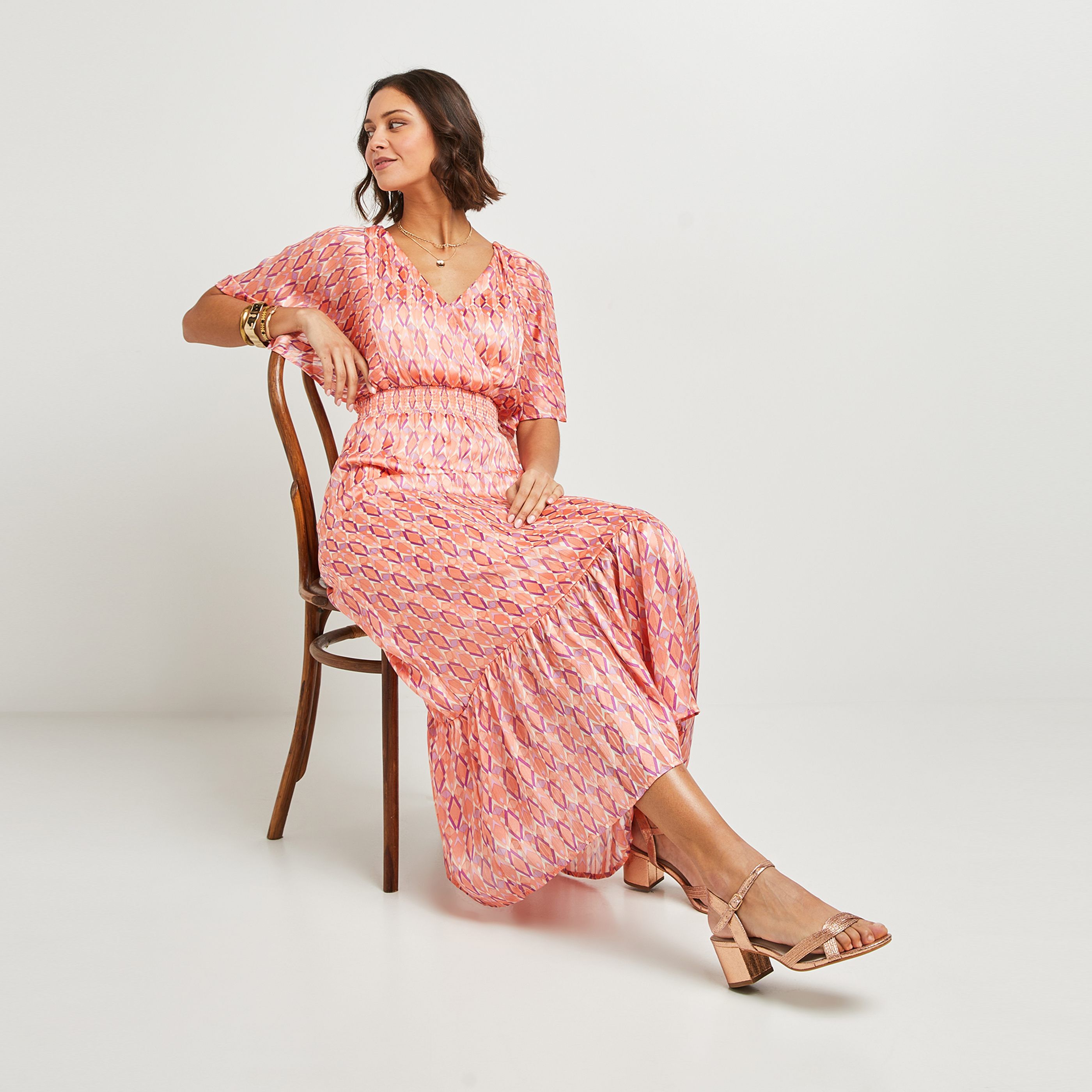 Robe longue femme - ORANGE