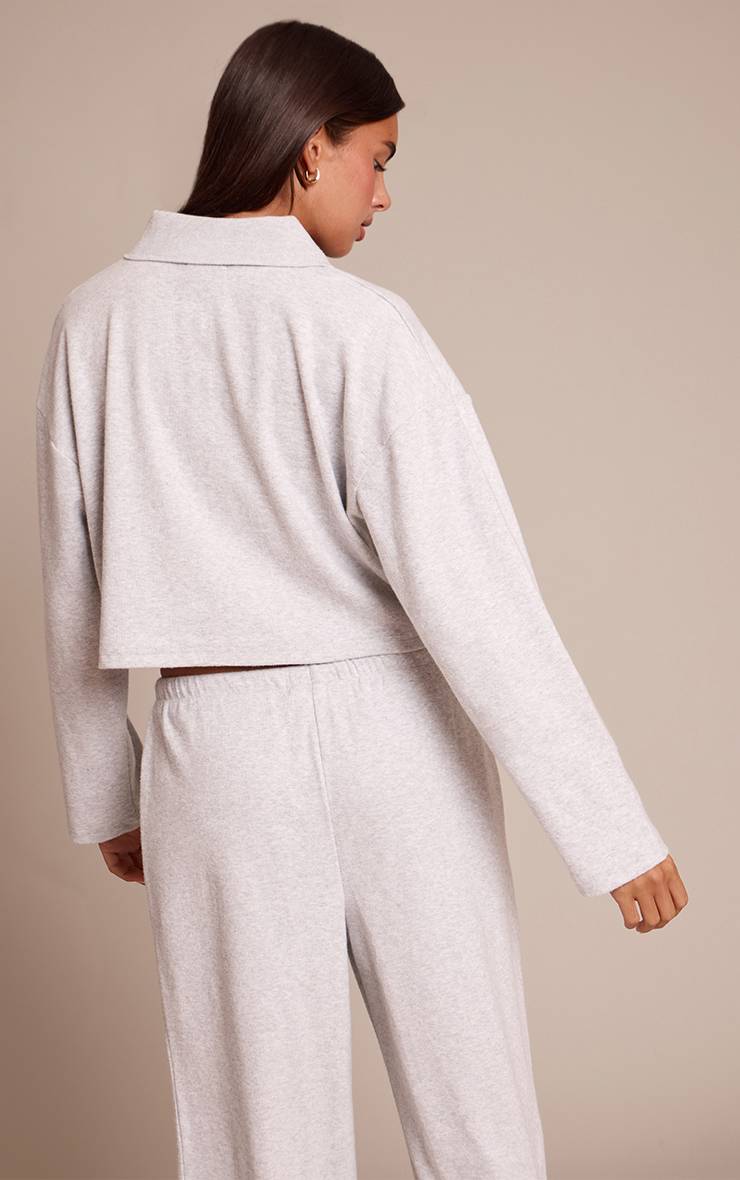 Gris Clair Chemise Côtelée Brossée À Boutons