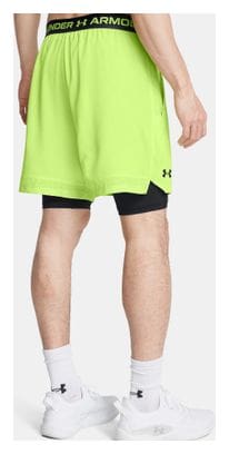 Short 2 en 1 Under Armour Vanish Woven Vert Noir Homme