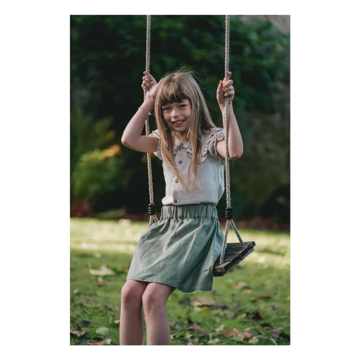 Loir Jupe Adèle en Lin | Vert Lichen
