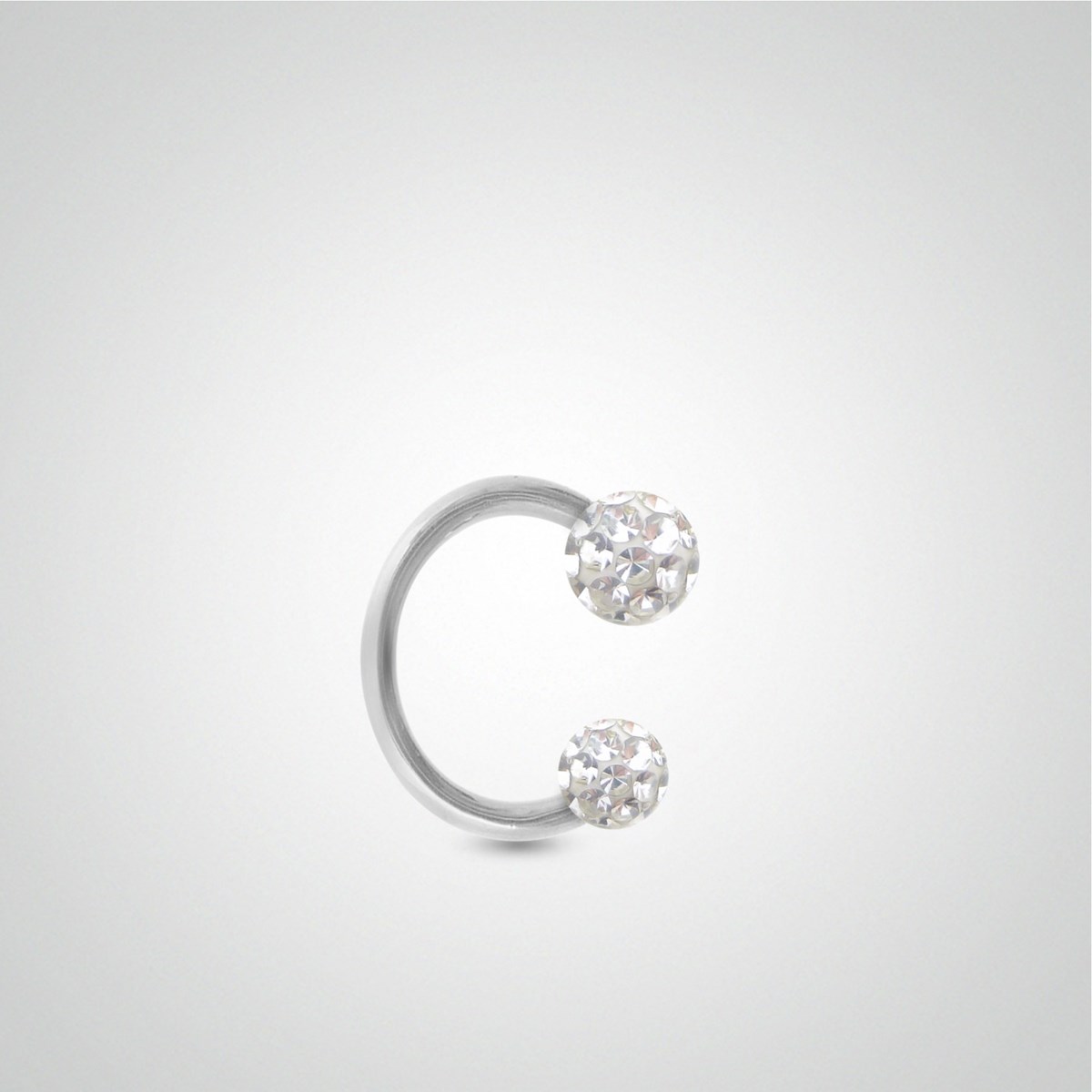 Boucles d'oreille avec boules Swarovski et fer à cheval or blanc (vendue à l'unité/non à la paire)