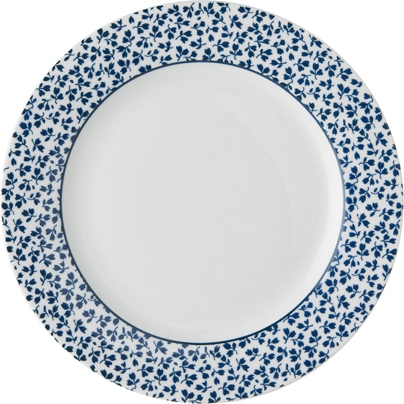 Laura Ashley gebaksbord Floris blauw D 18 H 1,7 cm