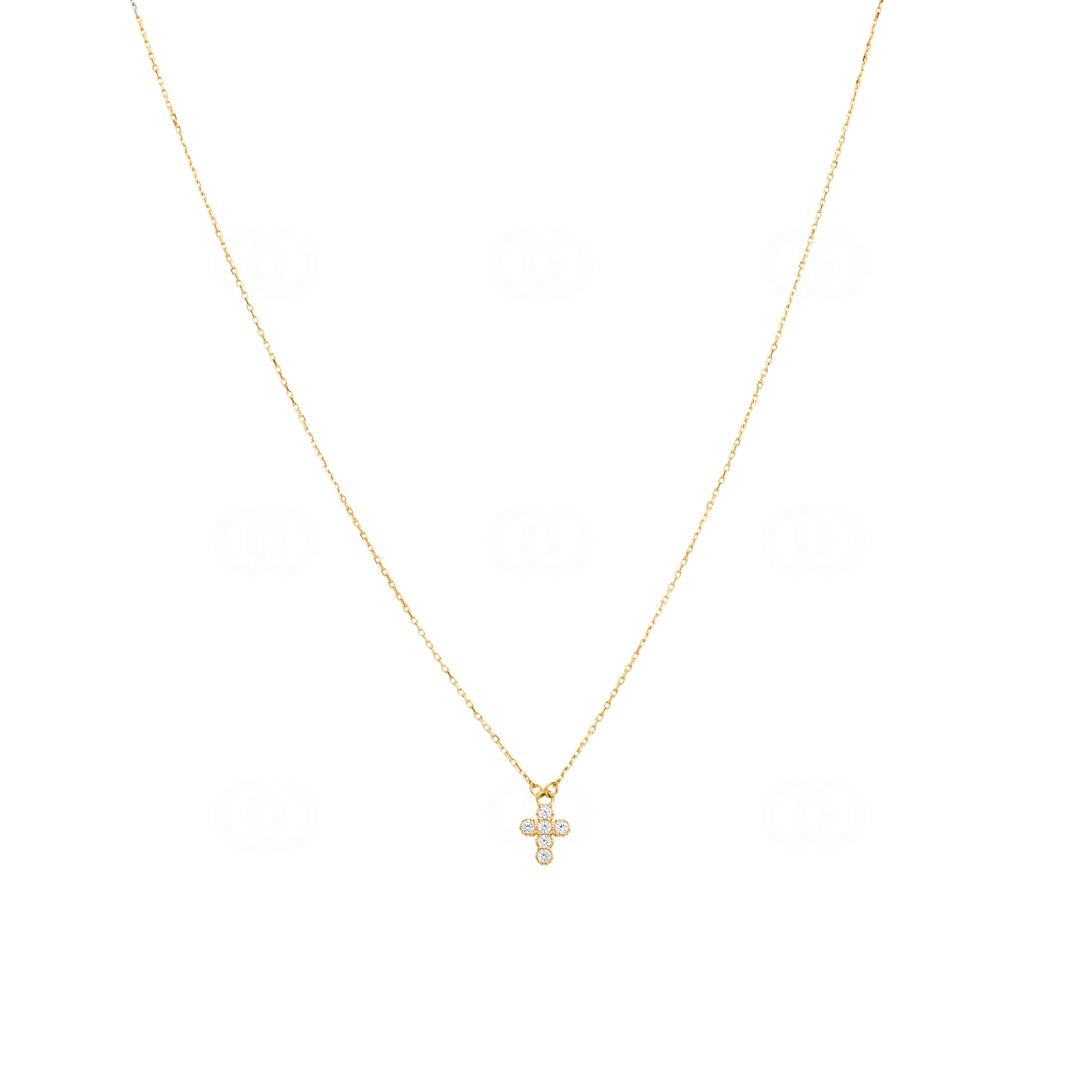 Collier 750/18 K Gelbgold Kreuz mit Zirkonia