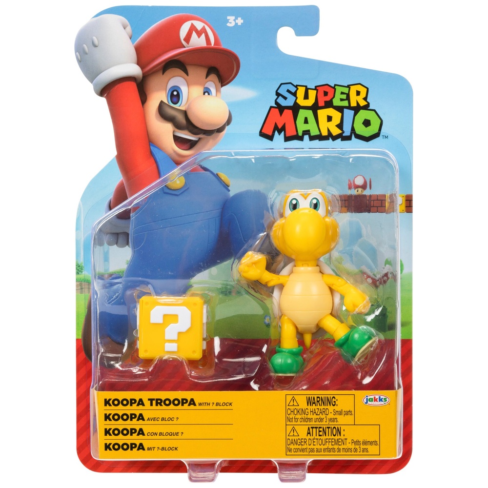 Super Mario Figur Koopa Troopa mit Fragezeichenblock-Zubehör