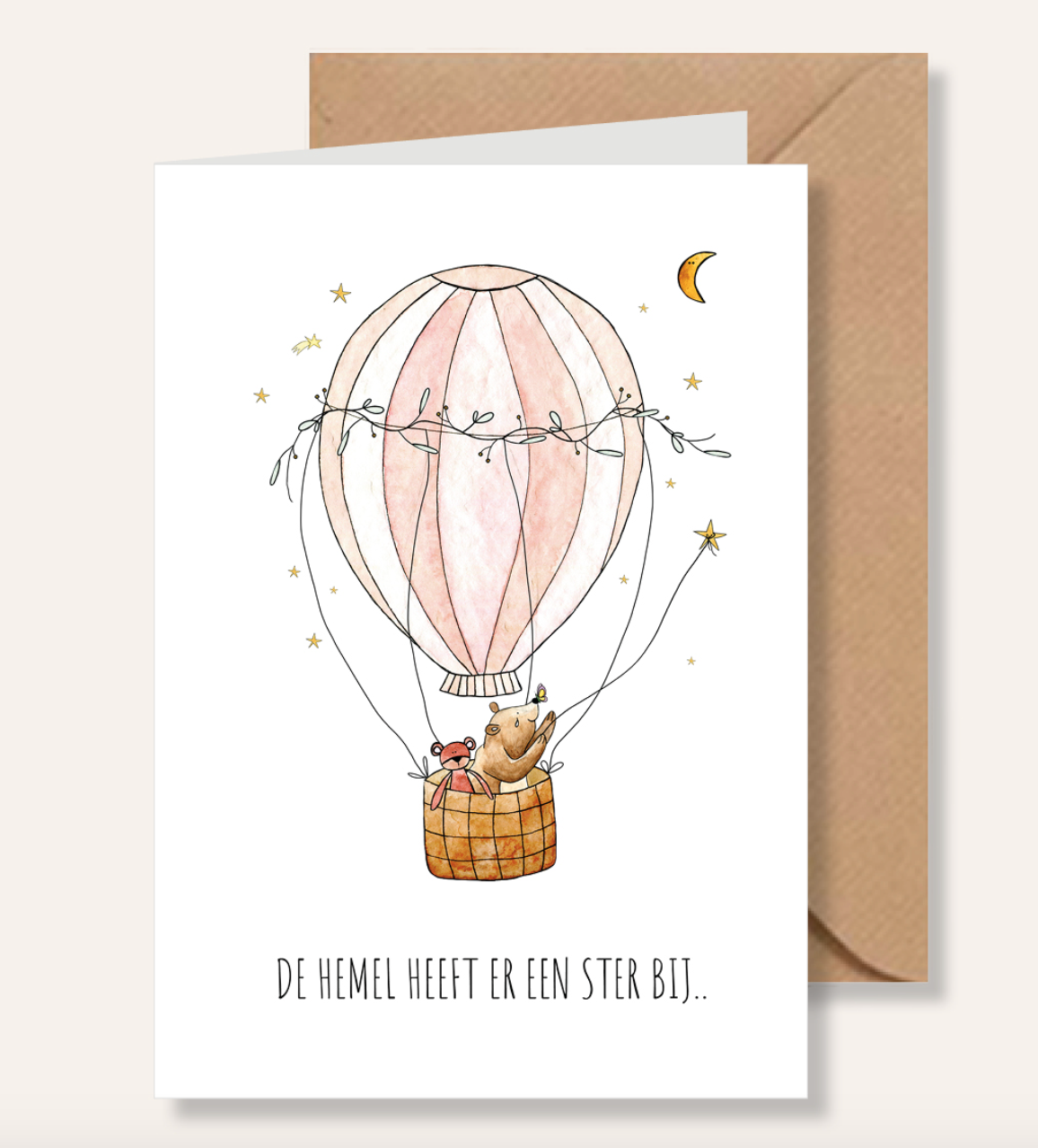 Juulz Juulz kaart De hemel heeft er een ster bij, roze