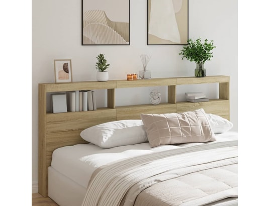 VIDAXL - Armoire tête de lit avec led chêne sonoma 220x17x102 cm