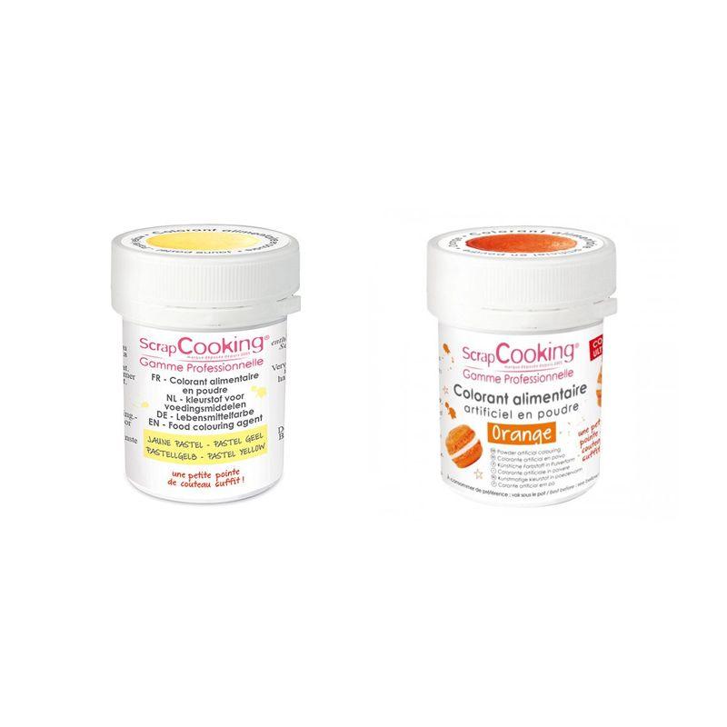 2 colorants alimentaires en poudre - orange-jaune pastel Scrapcooking