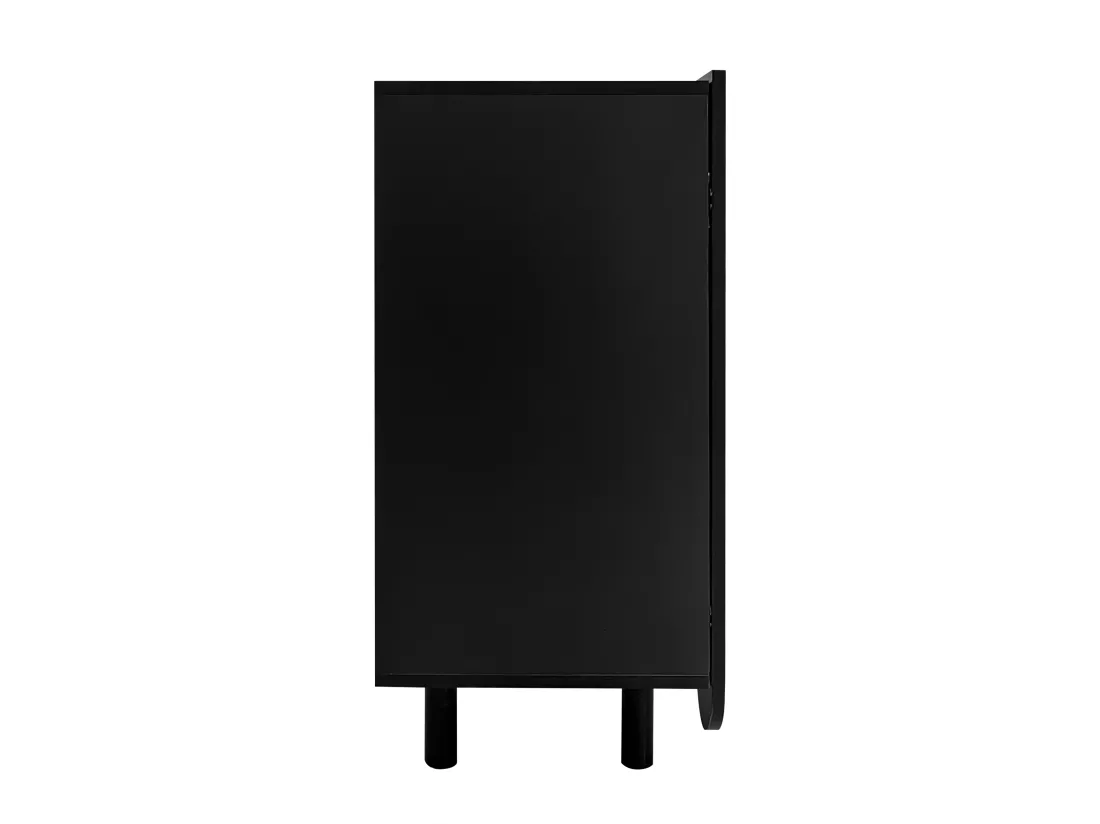 Buffet avec 4 portes profilées - 120 x 37.5 x 80.8 cm - Panneaux de particules - Forme de larme - Noir