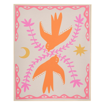 Muurdecoratie vogel oranje FSC Mix - l40xb50xh3cm