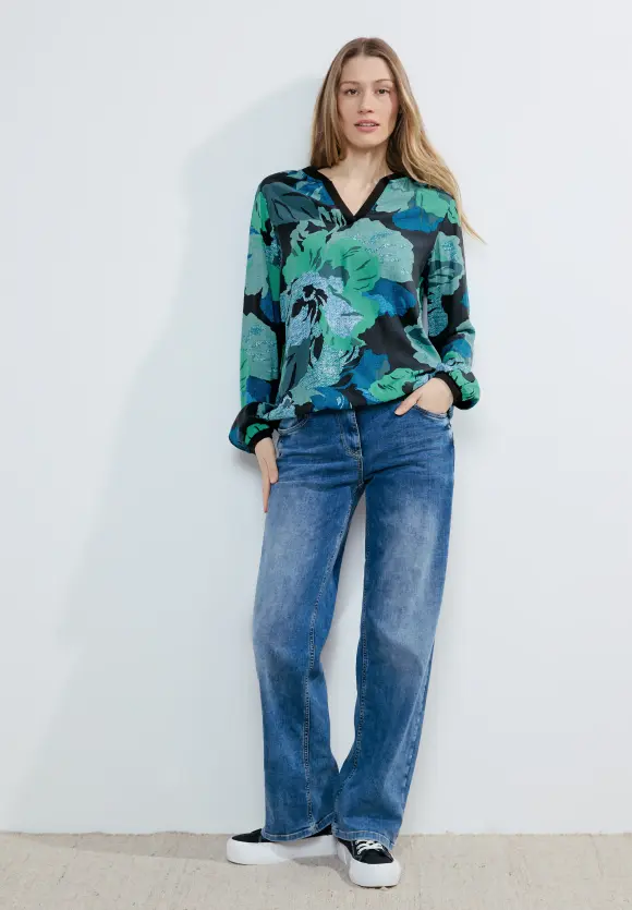 Florales Blusenshirt - strong khaki