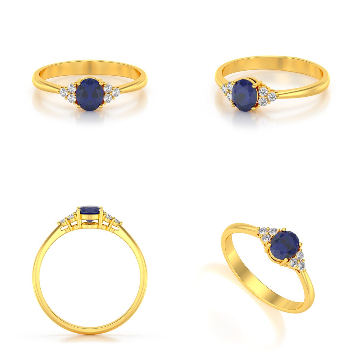 Bague ADEN Or 585 Jaune Saphir et diamants 2.20grs